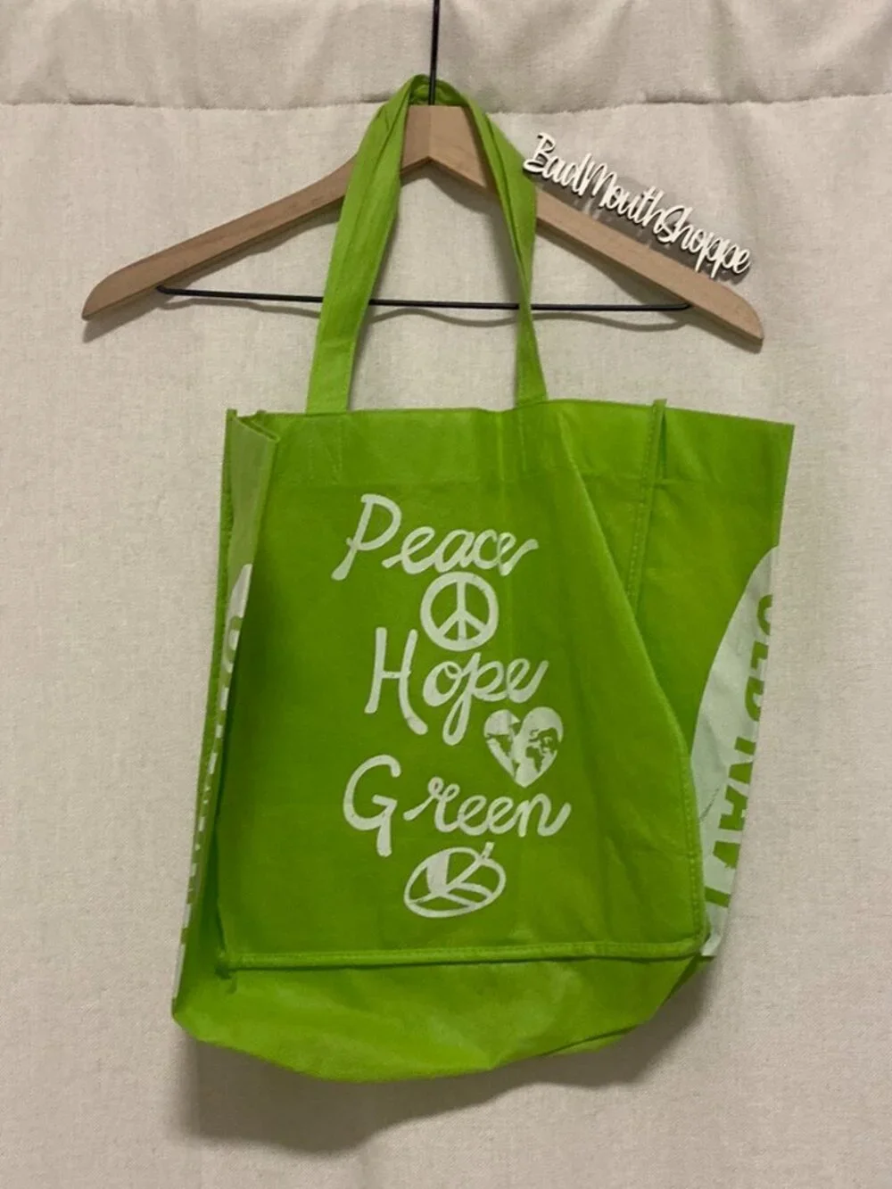 PEACE LOVE GREEN Vintage Old Navy Recycle Reusable Shopping Tote